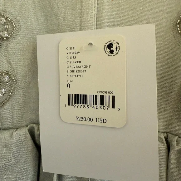 Free People Janelle Bubble Dress Denim Beaded Romper 0 NWT - Picture 11 of 11